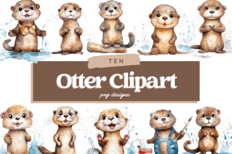 Otter Watercolor Clipart Otter Png Graphic By Flourishartnz Creative