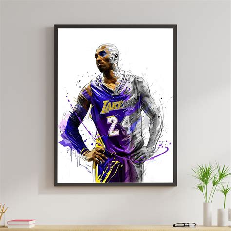 Quadro Decorativo Grande Emoldurado Desenho Kobe Bryant Para Sala