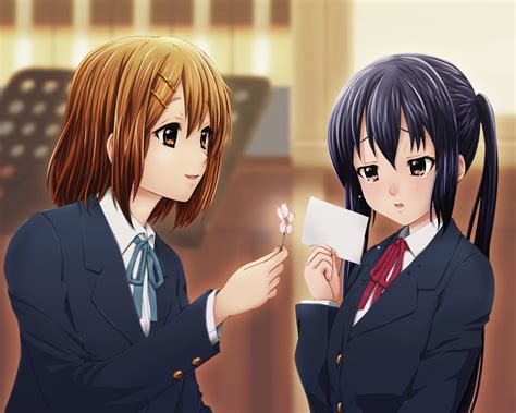 Two female anime characters reading card wallpaper HD wallpaper ...