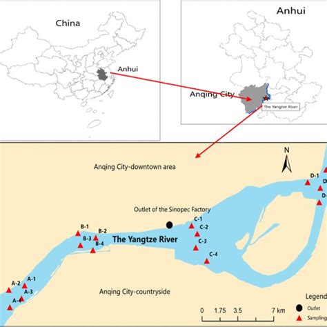 Map Of Sediment Sampling Sites In The Yangtze River Of The Anqing