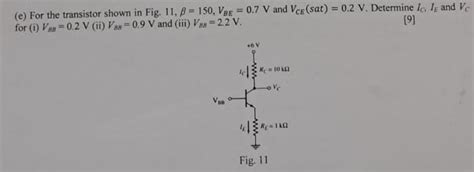 Solved E ﻿for The Transistor Shown In Fig