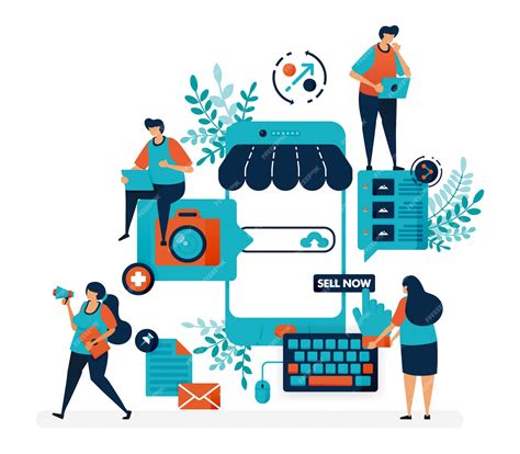 Premium Vector | Marketplace platform for selling with smartphone
