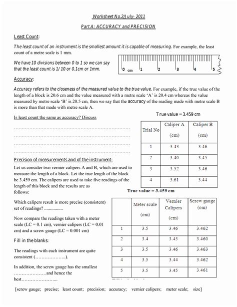 Accuracy And Precision Worksheet