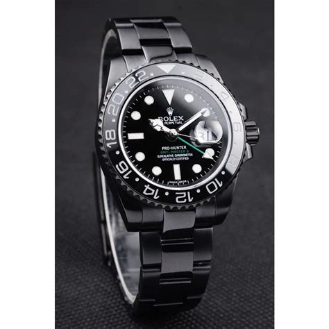 Rolex Swiss Gmt Master Ii Pro Hunter Swiss Movement Black Steel Strap