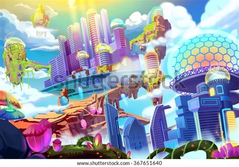 children drawing futuristic city royalty    stock