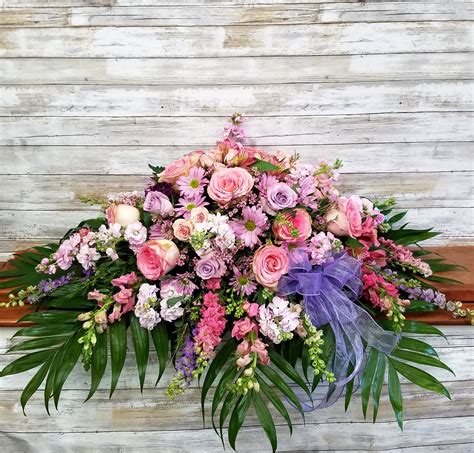 A Loved Life Casket Spray In Point Pleasant Nj Purple Iris Flower Shop