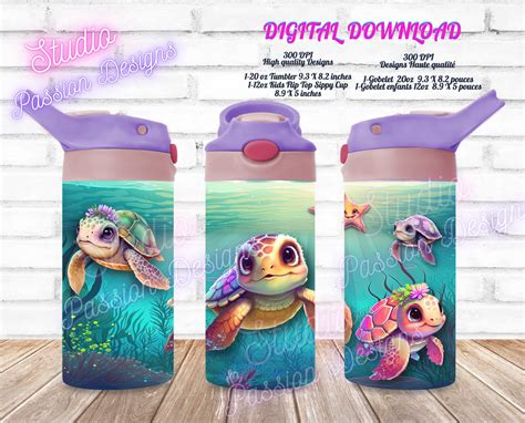 Cute Sea Turtles Cute Sea Turtles Digital Download Tumbler 20oz And