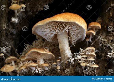 Natural Fungus Mycelium Network Texture Closeup Stock Illustration ...