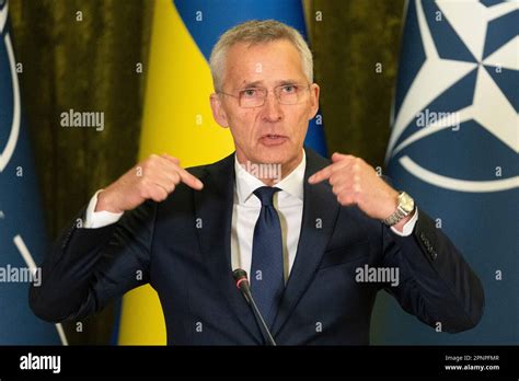 Nato Secretary General Jens Stoltenberg Talks During Joint Press