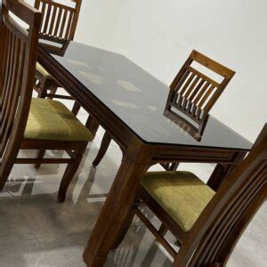 Teak Wood Dining Set With Upholstered Chairs – Lakshmis Home Style