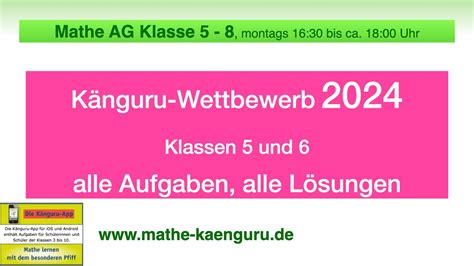 50 Mathe AG Känguru Wettbewerb 2024 Klasse 5 6 alle Aufgaben