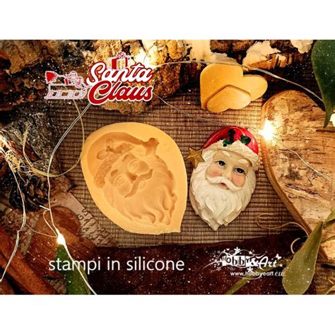 Stampo In Silicone Santa Claus Viso E Cappello Con Stellina