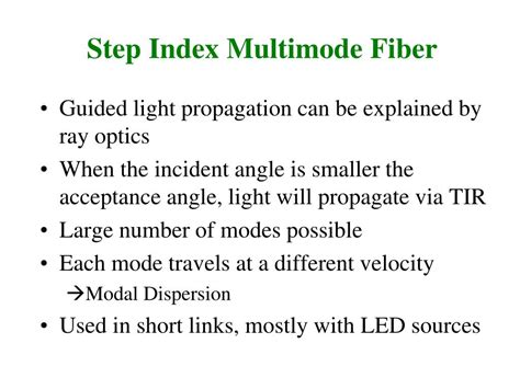 Ppt The Optical Fiber And Light Wave Propagation Powerpoint