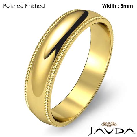 9g 8z Men Wedding Band Ring Dome Milgrain 5mm Gold Y 18K Solid Plain