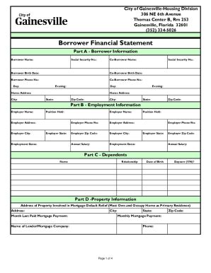 Fillable Online Borrower Financial Statement Fax Email Print PdfFiller