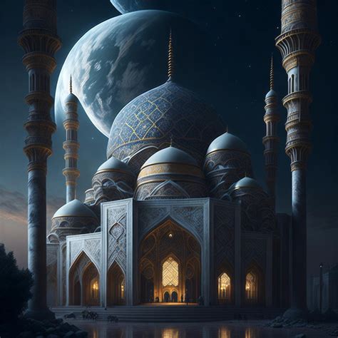 Premium Photo | Islam architecture detailed astrophotography