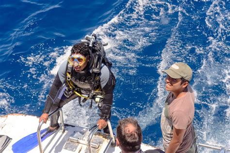 Scuba Diver In His Gear On A Dive Boat Editorial Photo Image Of Scuba