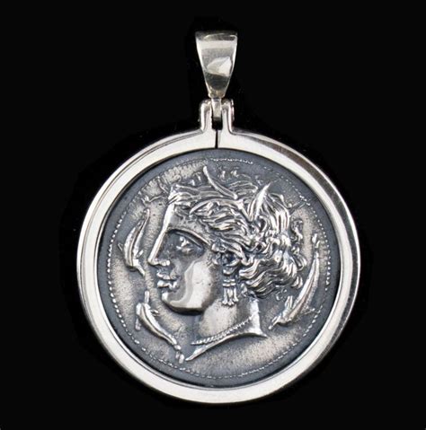 Artemis Arethousa Large Silver Pendant With Plain Border Syracuse Coin