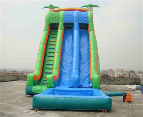 Commercial Grade Inflatable Pool Slide with Palm Trees