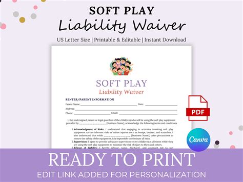 Soft Play Waiver Form Indoor Playground Release Of Liability Template