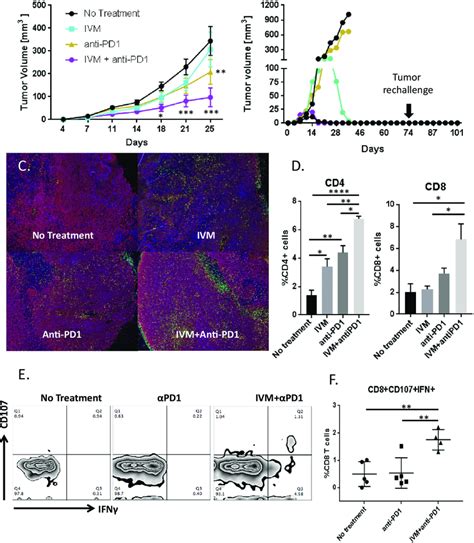 Ivermectin Synergizes With Anti Pd1 Therapy To Control Tumor Growth In