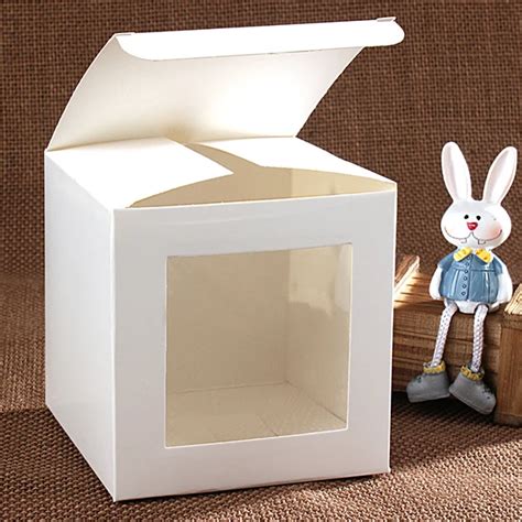 box with window gift cardboard boxes white color gift paper packaging ...