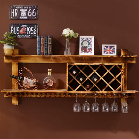 Solid Wood Wine Rack Wall Hanging Red Wine Rack Creative Wall Mounted Wine Cabinet Grid European