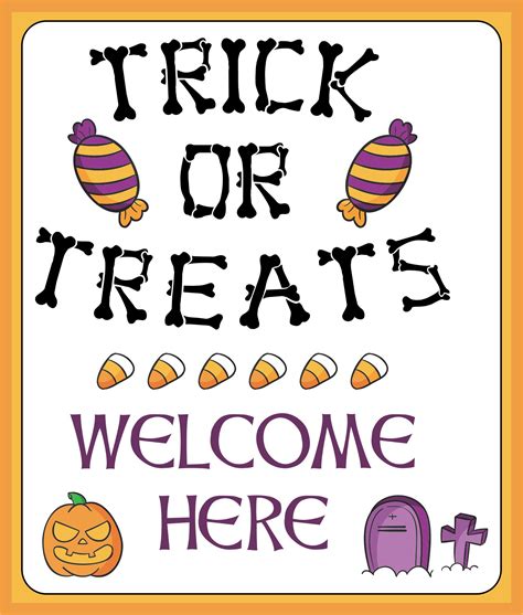 Halloween Trick Or Treat Sign Printable - Printable Word Searches