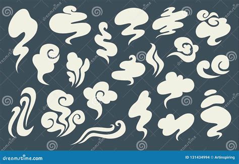 White Smoke of Different Shapes Set. Cloud of Fog Stock Vector ...