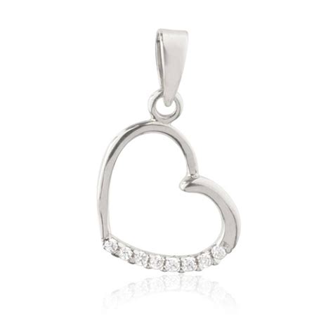 Colgante corazón con circonitas oro blanco 18k