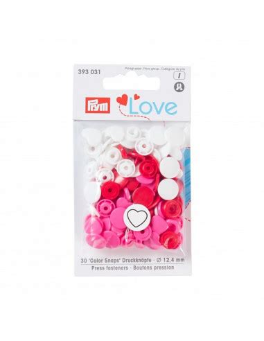 Bouton pression Color Prym Love cœur 12 4mm rouge blanc rose vif