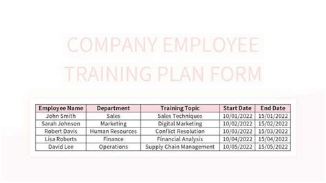 Creating An Effective Employee Training Program Plan Excel Template