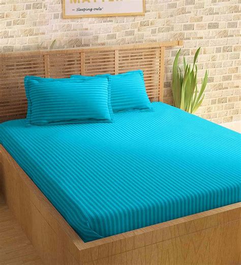 Buy Turquoise Blue Geometric 210 Tc 100 Cotton 1 Double King Size