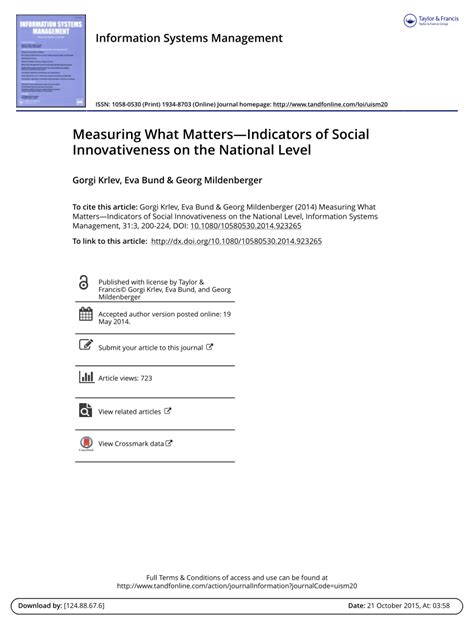 PDF Measuring What MattersIndicators Of Social Innovativeness On The