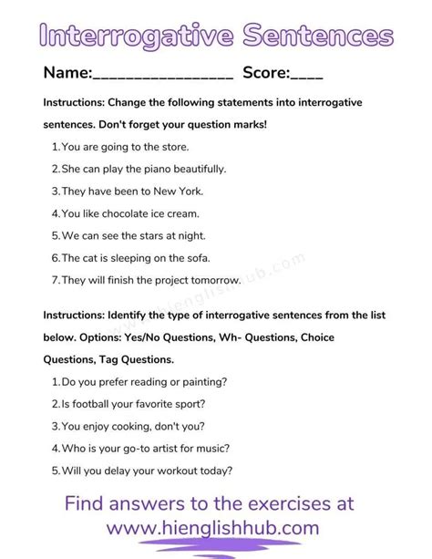 Interrogative Sentence Definition Types Rules And Free Worksheet