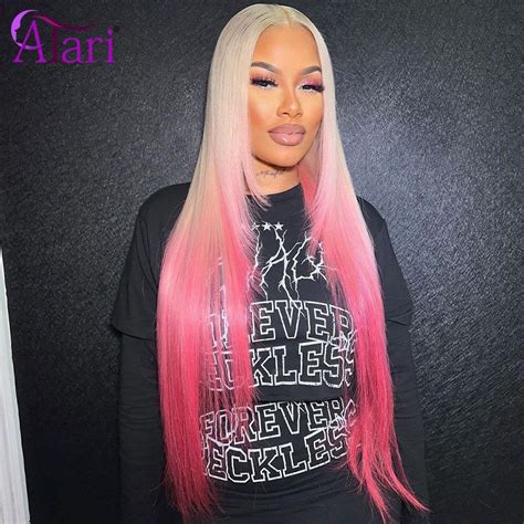 613 Blonde Straight 13x6 Lace Frontal Wig Ombre Rosa Pink 13x4 Lace