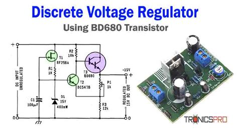 Discrete Voltage Regulator Circuit using BD680 - TRONICSpro