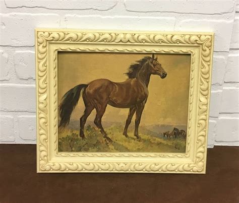 1960s Elmore Brown Horse Lithograph In Original Vintage Frame Etsy