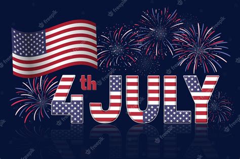 Premium Vector Fourth Of July Banner With Fireworks On Dark Blue