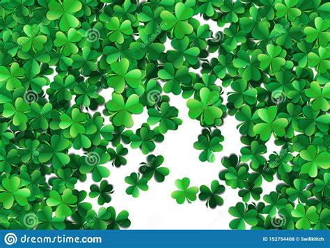 Saint Patricks Day Background With Sprayed Green Clover Leaves Or