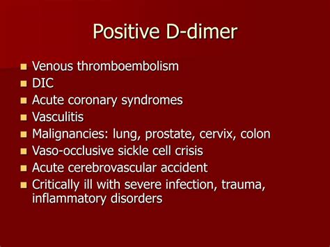 Ppt D Dimer In The Diagnosis Of Pulmonary Embolism Powerpoint