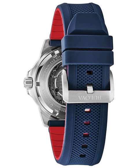 Bulova Men's Automatic Marine Star Blue Silicone Strap Watch 45mm - Macy's