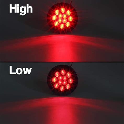 Partsam Luces Traseras Led Redondas De Pulgadas Color Rojo Led