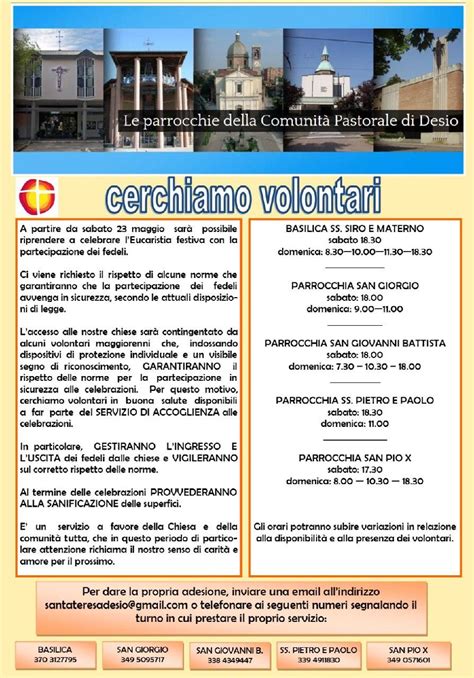 2020 05 15 Cerchiamo Volontari Pastorale Desio