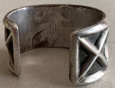 Navajo Tufa Cast Silver Cuff Bracelet With Lavender Pit Bisbee