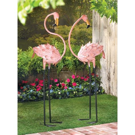 Garden Decor Rustic Pink Metal Flamingo Yard Art Decorations Etsy