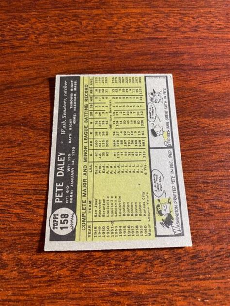 1961 Topps 158 Pete Daley For Sale Online EBay