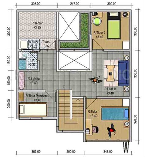 100 Denah Rumah Minimalis Type 45 Satu Lantai 3 Kamar