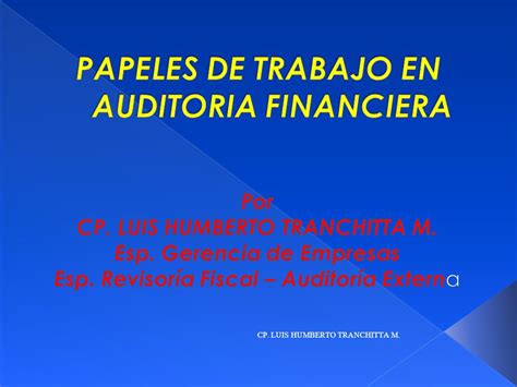 Ejemplo De Papeles De Trabajo De Auditoria Financiera En Excel Para