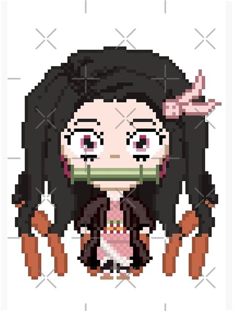 Nezuko Pixel Art Grid X